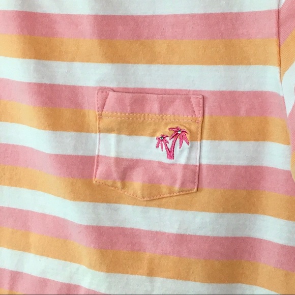3 for $15 GAP Kids Orange Pink Stripe Short Sleeve Stretch Tshirt Palm Tree Top - Picture 4 of 8
